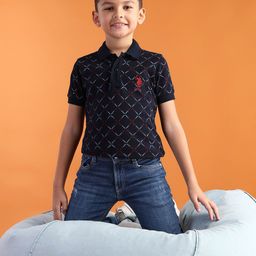 U.S. Polo Assn. Kids Boys Brand Logo Printed Polo Collar T-shirt-picture-29