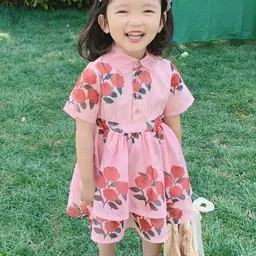 LULU & SKY Floral Print Shirt Dress-50