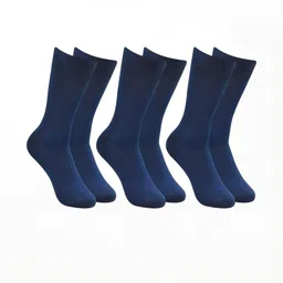 Akeeta Unisex Pack Of 3 Navy Blue Solid Calf Length Socks-picture-24