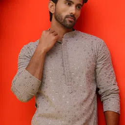 Jompers Men Embroidered Regular Chikankari Pure Cotton Kurta with Pyjamas-48