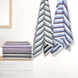 Aura White & Blue 5 Striped Cotton 210 GSM Bath Towel-image-95