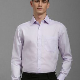 Louis Philippe Men Classic Slim Fit Textured Spread Collar Pure Cotton Formal Shirt-image-29