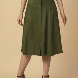 Chemistry Twill Button A-Line Knee L Length Skirt-image-28