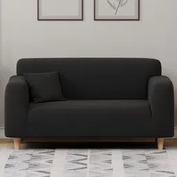 Myntra Elegant Homes Black Solid Polyester 1 Piece Sofa Cover With Arms-image-32
