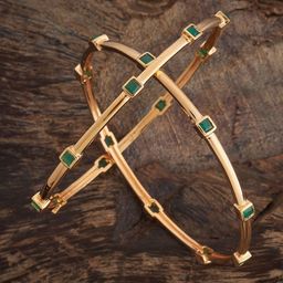 Kushal's Fashion Jewellery Green Gold-Plated Party Zircon Bangles-26