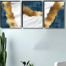 SAF White & Black 3 Pieces abstract Wooden Wall Art-picture-8