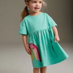 INCLUD Girls Applique Detailed Cotton Fit & Flare Dress-22