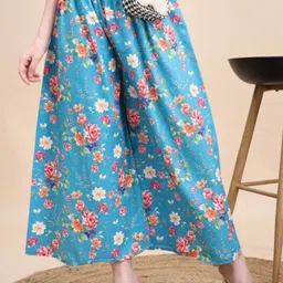 POOJARAN SAREE Women Blue Floral Printed Palazzos-picture-18