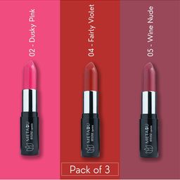 METABU Set Of 3 Long Lasting Matte Lipstick With Jojoba Oil-4.2 g Each - 02-04-05 image 1