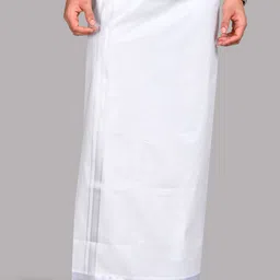 WHITE HEART Men Zari Border Dhoti-image-94