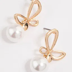 YouBella Gold-Plated Artificial Beads Studded Contemporary Drop Earrings-image-46