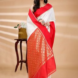 PuJoy Woven Design Zari Pure Cotton Taant Saree-picture-33