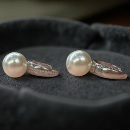 WTF - WEAR THE FASHION Stainless Steel Silver-Plated Pearls Beaded Hoop Earrings-25