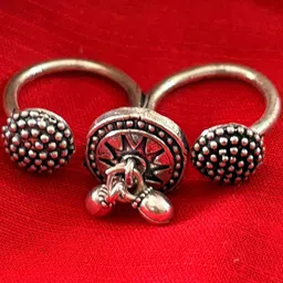 Niska Silver-Plated Ghungroo Beaded Finger Ring-picture-31