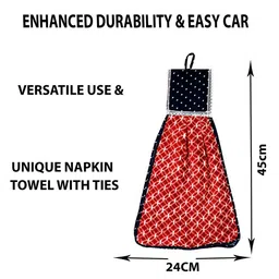 Kuber Industries Red Hand Towels With Ties image 5