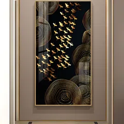 THE NEXT DECOR Black Luminescent Flight Glass Finish Vertical Wall Art-image-10