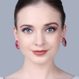PUJVI Artificial Stones Studded And Beaded Teardrop Shaped Drop Earrings-38