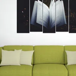 Inephos Black & White 5 Pieces Canvas Book Wall Art-image-2