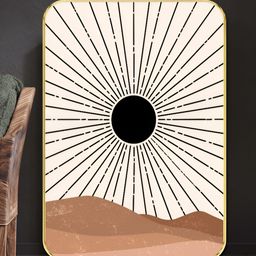 Livin'luxe Beige & Brown Sunburst Abstract Wooden Wall Art-picture-1