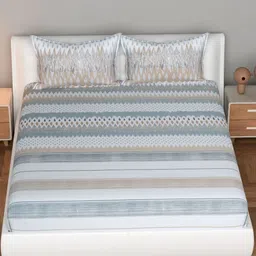 Florida Grey & Red 180 TC King Bedsheet with 2 Pillow Covers-image-47