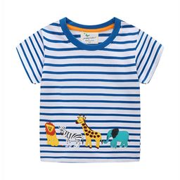 LULU & SKY Boys Striped V-Neck Applique T-shirt-12