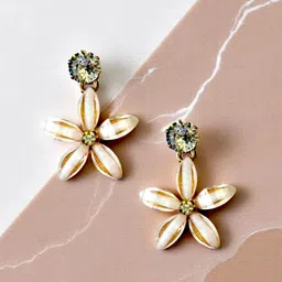 DressBerry Cubic Zirconia Stones Studded Floral Drop Earrings-10