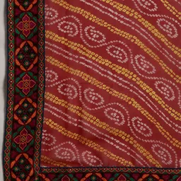 DIVASTRI Bandhani Printed Mirror Work Half and Half Pure Georgette Bandhani Saree image 4