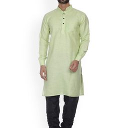 VEERA PARIDHAAN Cotton Thread Work Mandarin Collar Straight Kurta-image-69