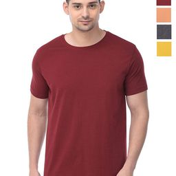 COLOR CAPITAL Unisex Pack Of 4 Solid Round Neck Cotton T-shirts-image-58