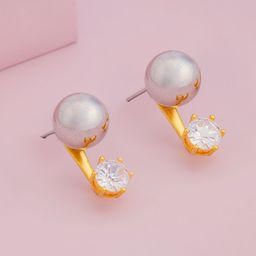Kushal's Fashion Jewellery Gold-Plated Contemporary Zircon Studded Studs Earrings-picture-7