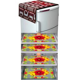 LooMantha 5-Pcs Yellow & Red Printed Fridge Cover-image-3