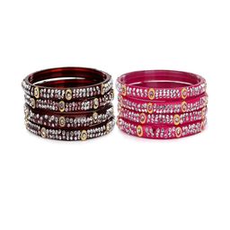 SOMIL Set of 8 Maroon Alloy Bangles-image-9