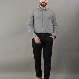 TERAXO Men Premium Slim Fit Spread Collar Micro Checked Formal Shirt-image-38