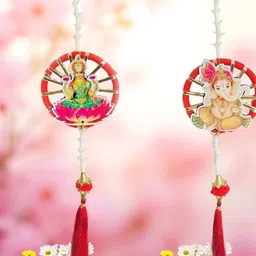GADINFASHION 2Pcs Pink & White Textured Hanging Garlands-picture-12