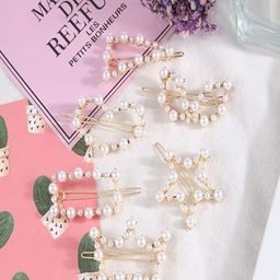 ANNA CREATIONS Women Set Of 6 Pearl Stone Lock Hair Pin-26