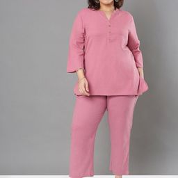 Sztori Pure Cotton Mandarin Collar Top With Trousers Co-Ords-image-61