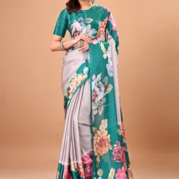 Avyay Creation Floral Printed Georgette Banarasi Saree-image-66
