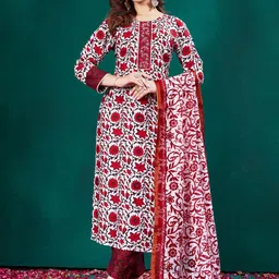 HI FI NX Women Floral Printed Regular Kurta with Trousers & With Dupatta-image-69