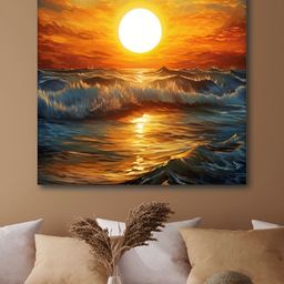 Aura Black & Orange Nature Printed Canvas Wall Art-image-51