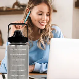 ReeQ Black & Transparent Typography Printed Water Bottle - 2000ml-0