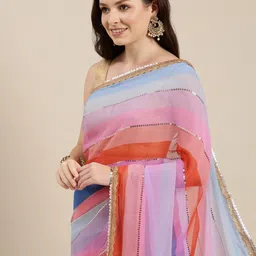 DIVASTRI Embellished Sequinned Pure Georgette Saree-picture-17