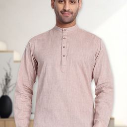 Tesmare Band Collar Cotton Straight Short Kurta-picture-47