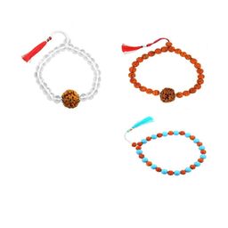 Divine souvenirs Unisex Set of 3 Artificial Beaded Link Bracelet-11