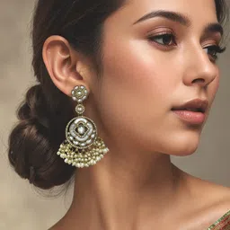 Kalakrith Milano Crystals Studded Contemporary Drop Earrings-26