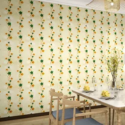 INDIAN ROYALS Yellow & Green Printed Flower Design Waterproof Wall Sticker-8
