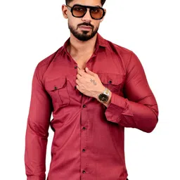 IKON FASHION Men Original Fit Solid Spread Collar Cotton Casual Shirt-picture-43