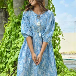 ARAVALII Printed Fit & Flared Mini Dress image 2