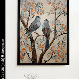 SOWPEACE Beige & Blue 1 Piece Canvas Birds and Animals Wall Photographs-image-67