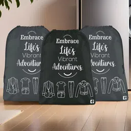 Aura Black & White 3 Pieces Printed Foldable Laundry Bags-1