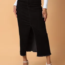 SHOWOFF Front Slit Maxi Skirt With Belt-image-71